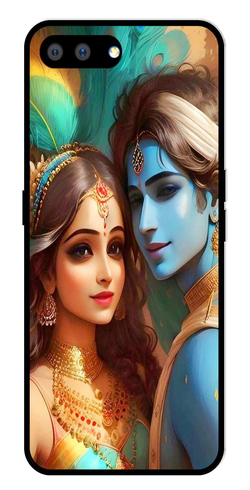 Lord Radha Krishna Metal Mobile Case for Realme A3s   (Design No -01)