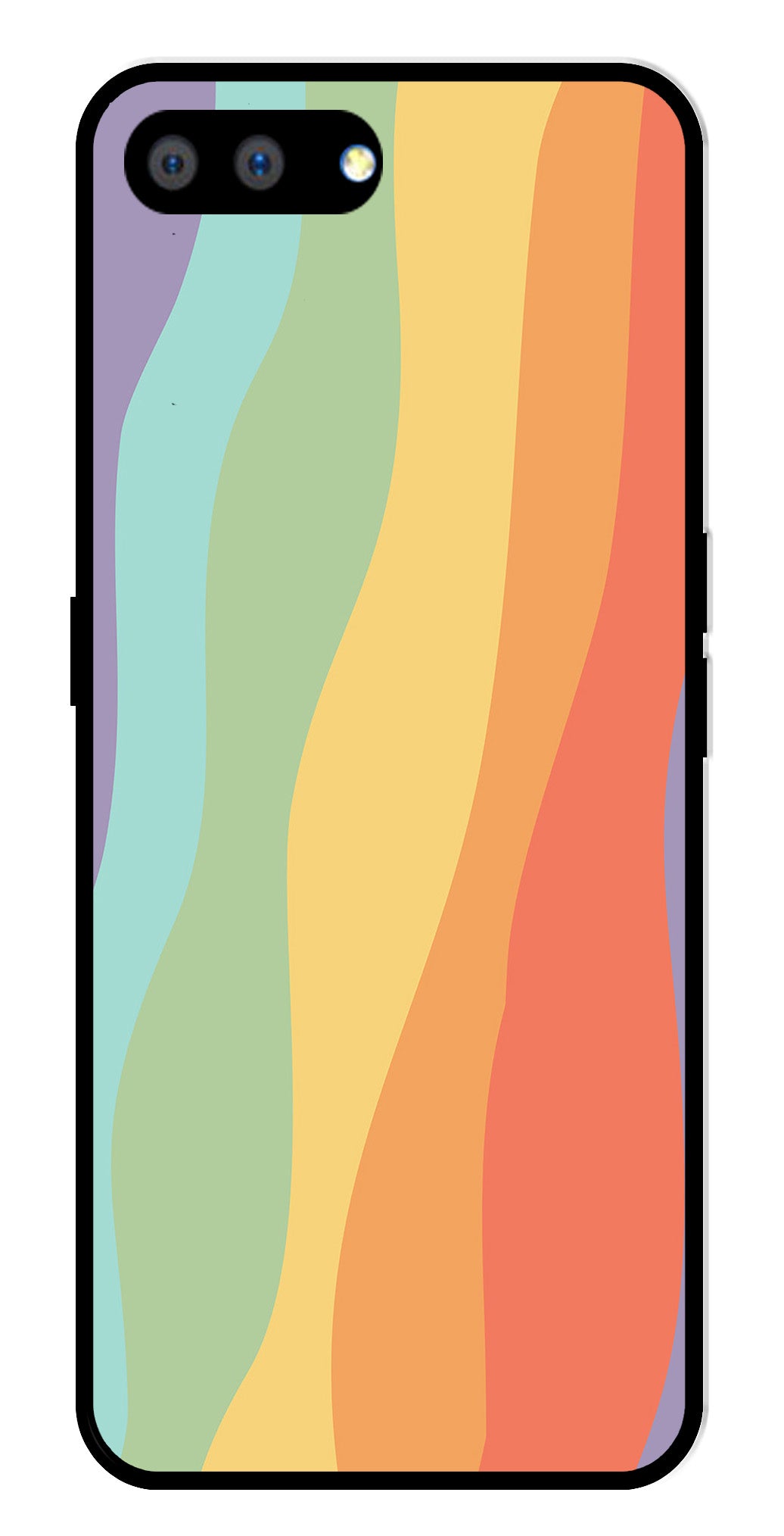 Muted Rainbow Metal Mobile Case for Realme A3s   (Design No -02)