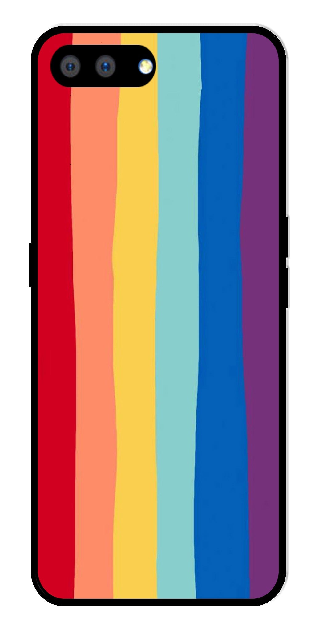 Rainbow MultiColor Metal Mobile Case for Realme A3s   (Design No -03)