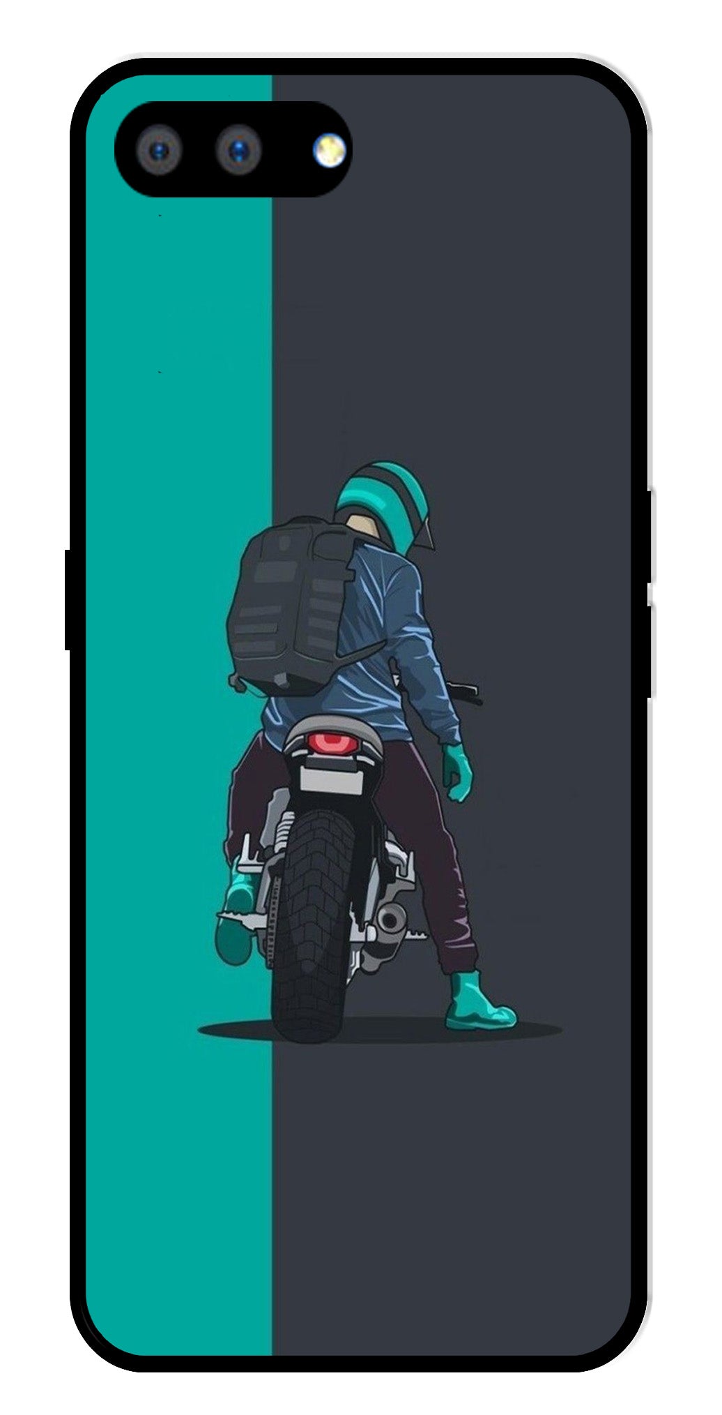 Bike Lover Metal Mobile Case for Realme A3s   (Design No -05)