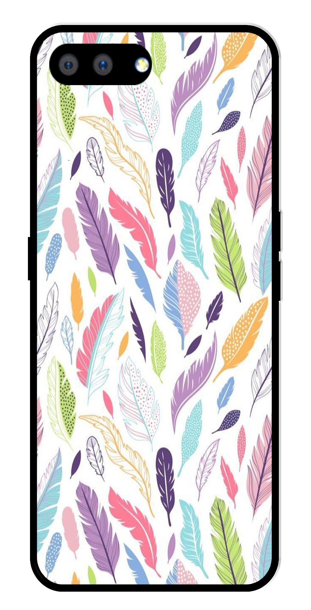Colorful Feathers Metal Mobile Case for Realme A3s   (Design No -06)