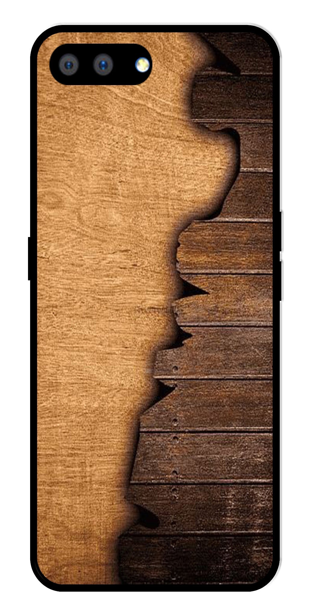 Wooden Design Metal Mobile Case for Realme A3s   (Design No -13)