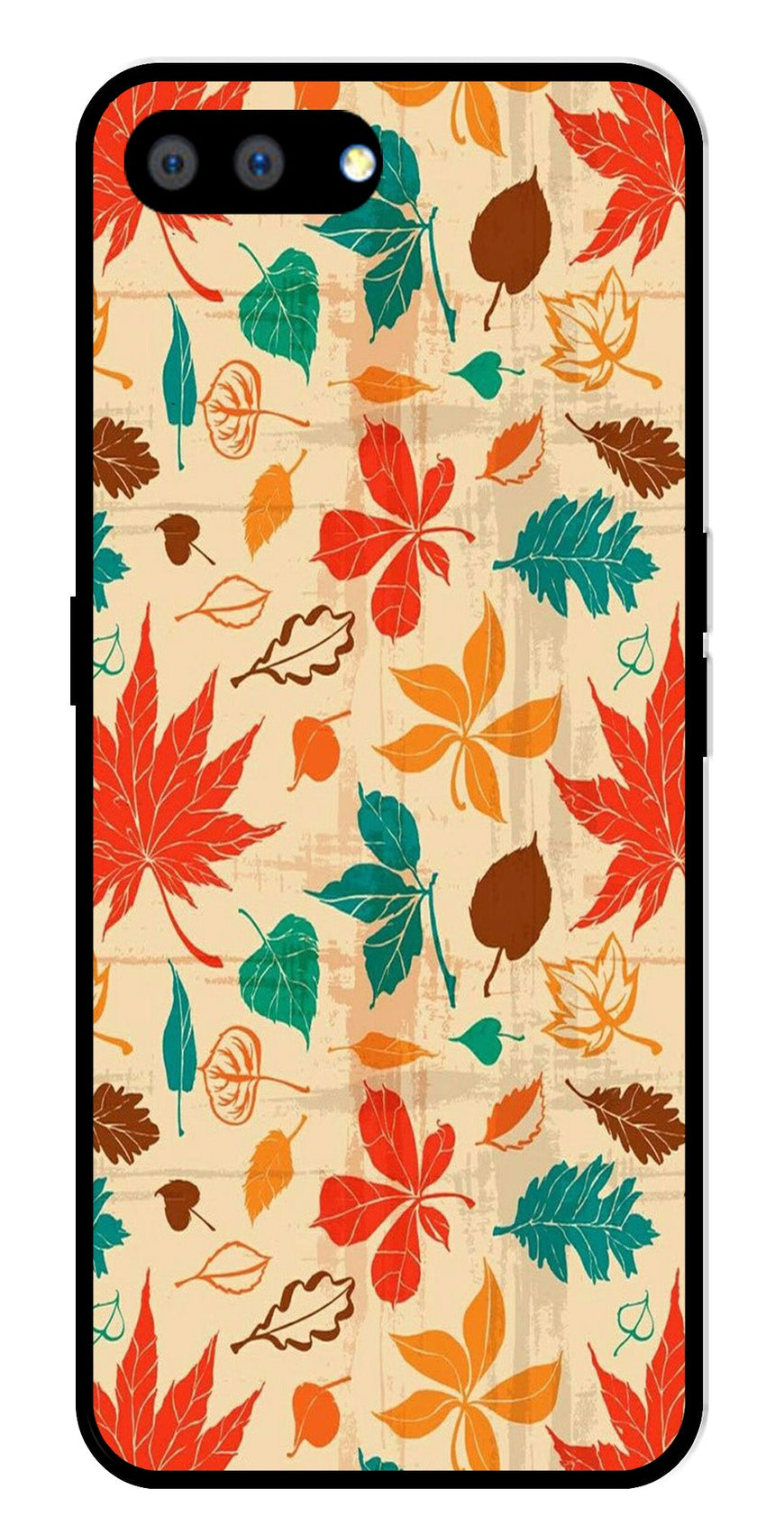 Leafs Design Metal Mobile Case for Realme A3s   (Design No -14)