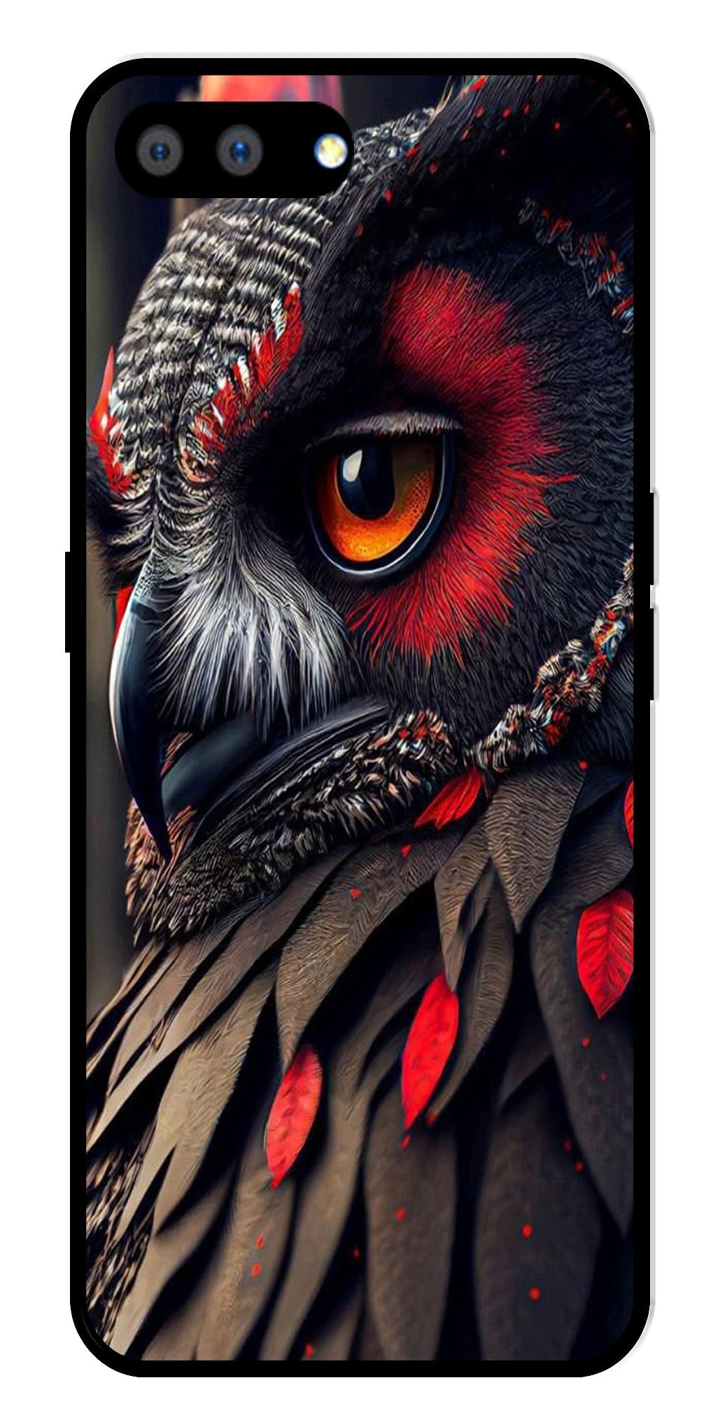 Owl Design Metal Mobile Case for Realme A3s   (Design No -26)