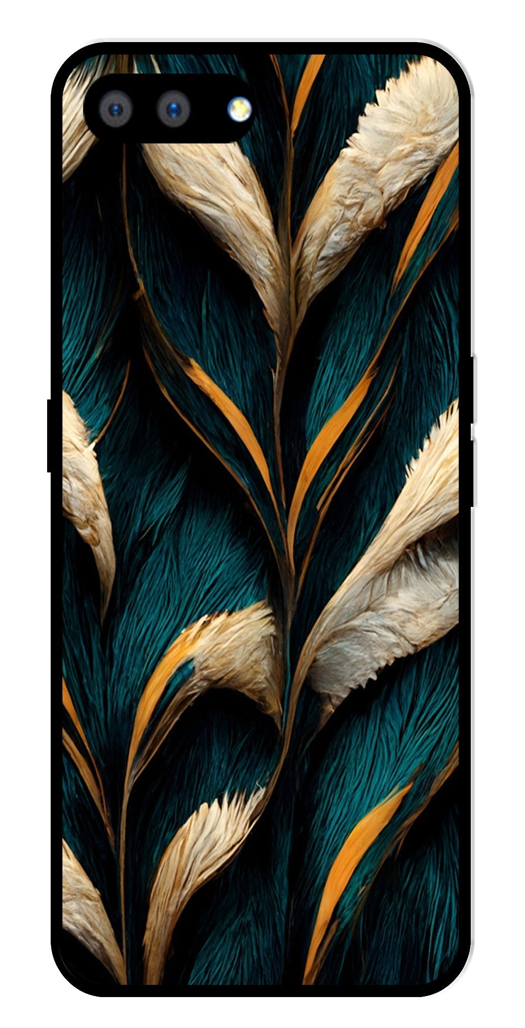 Feathers Metal Mobile Case for Realme A3s   (Design No -30)