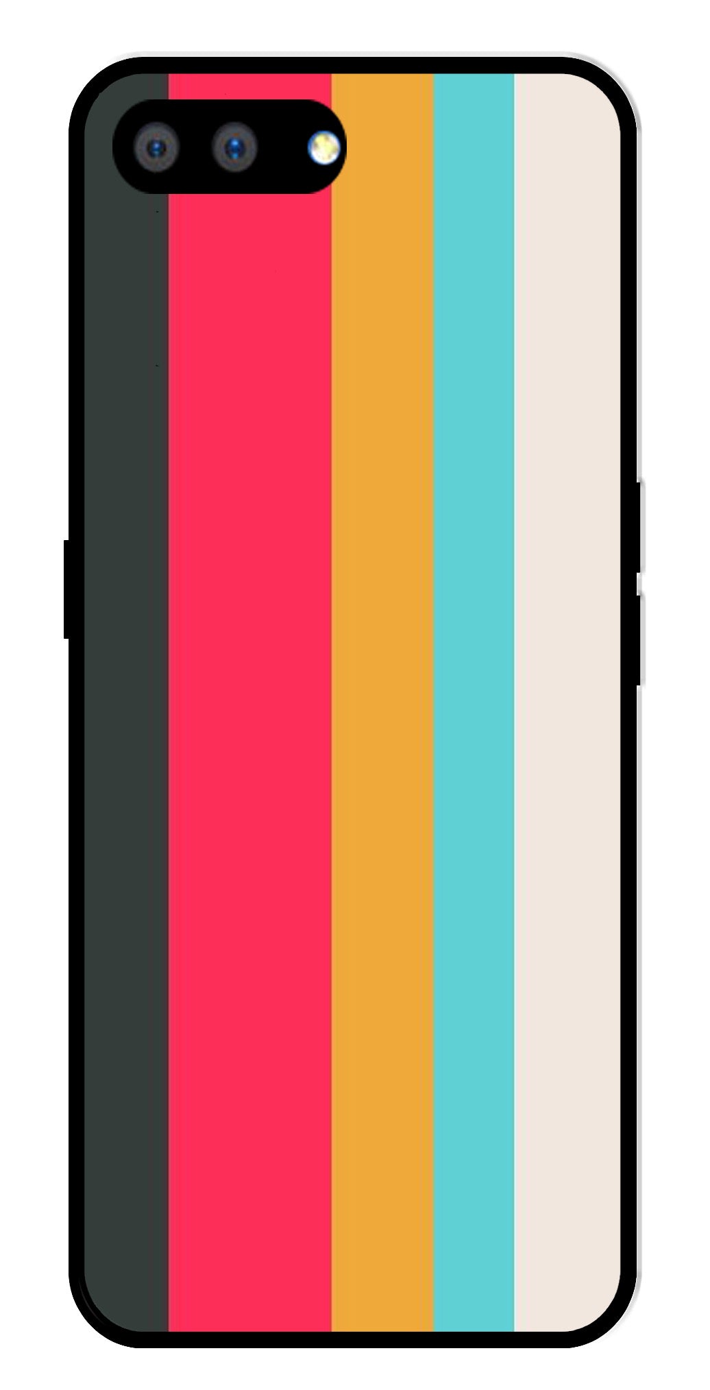 Muted Rainbow Metal Mobile Case for Realme A3s   (Design No -31)