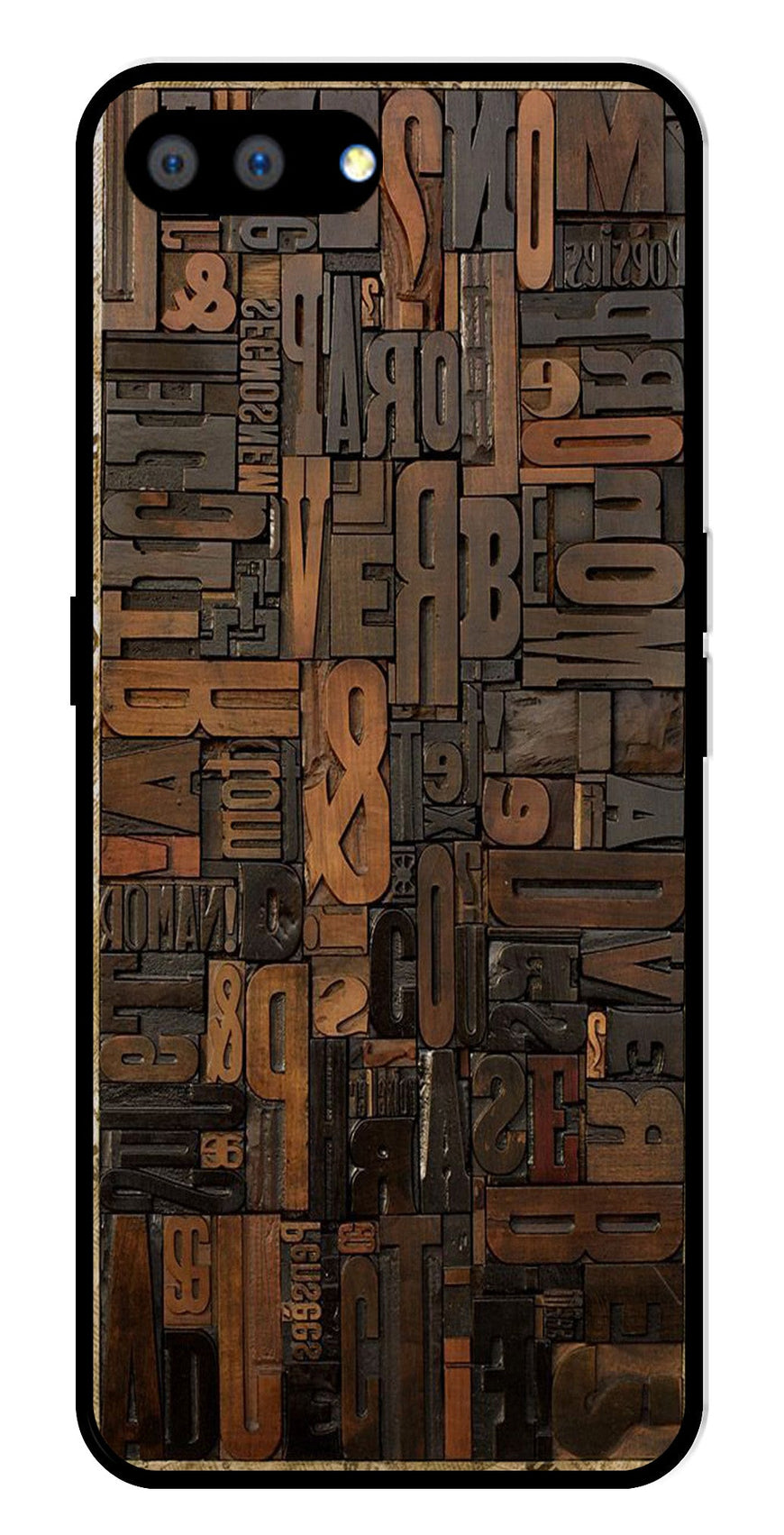 Alphabets Metal Mobile Case for Realme A3s   (Design No -32)