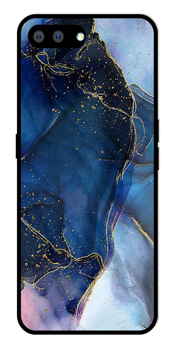Blue Marble Metal Mobile Case for Realme A3s   (Design No -34)