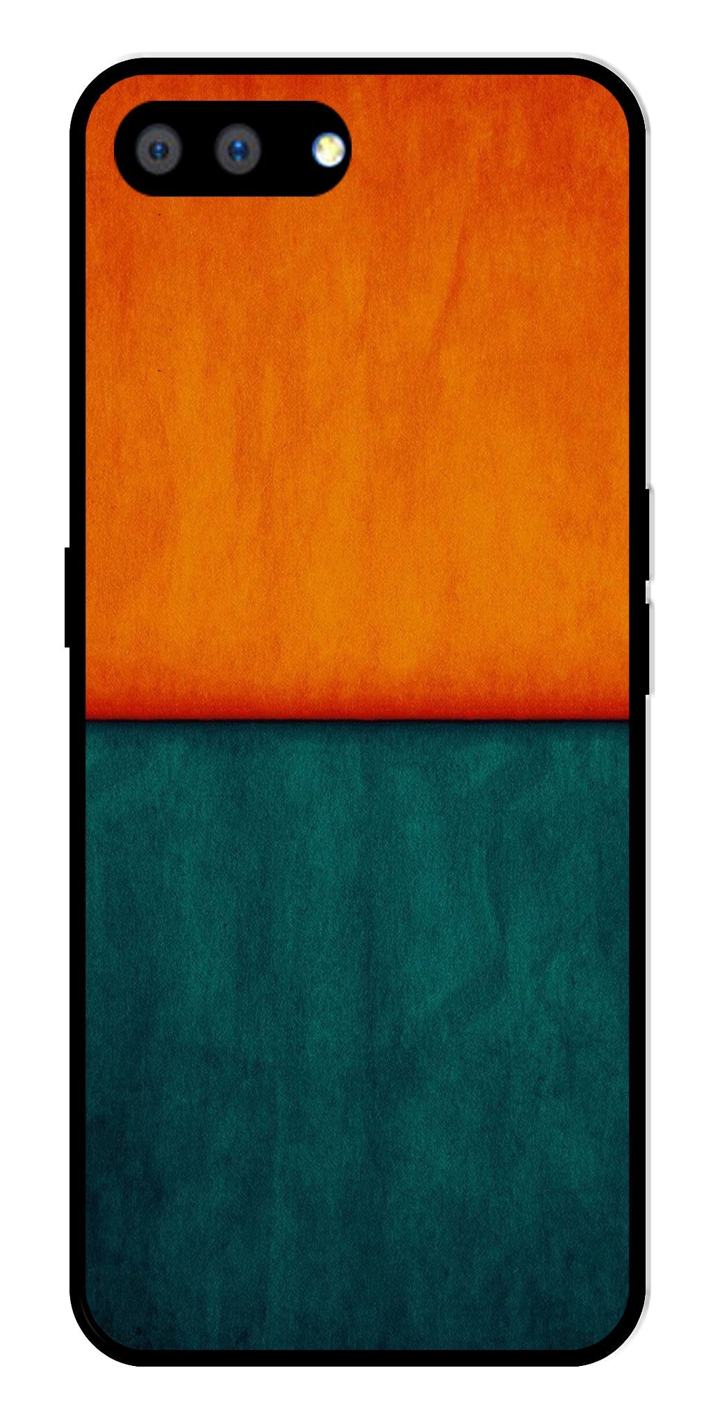 Orange Green Pattern Metal Mobile Case for Realme A3s   (Design No -45)