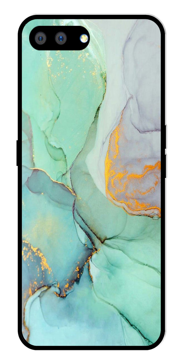 Marble Design Metal Mobile Case for Realme A3s   (Design No -46)