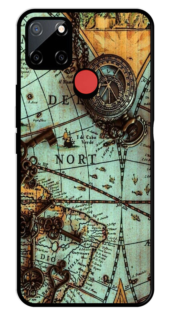 Map Design Metal Mobile Case for Realme C67 5G   (Design No -54)