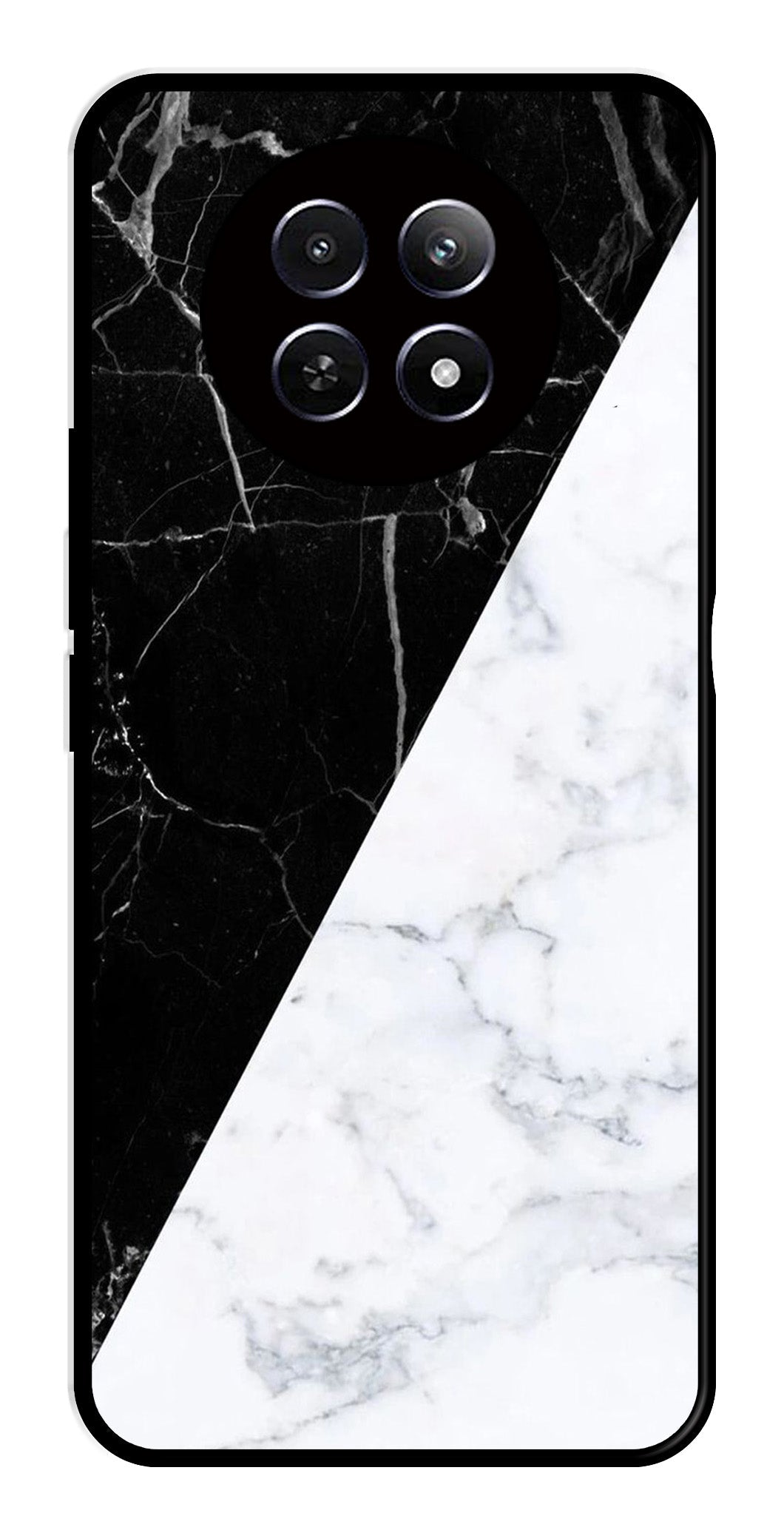 Black White Marble Design Metal Mobile Case for Realme 12X 5G   (Design No -09)