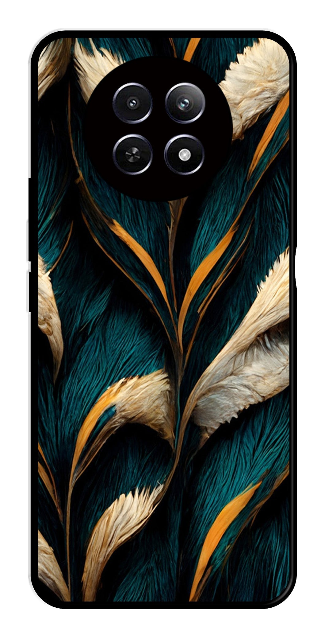 Feathers Metal Mobile Case for Realme 12X 5G   (Design No -30)