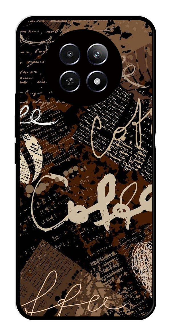 Coffee Pattern Metal Mobile Case for Realme 12X 5G   (Design No -37)