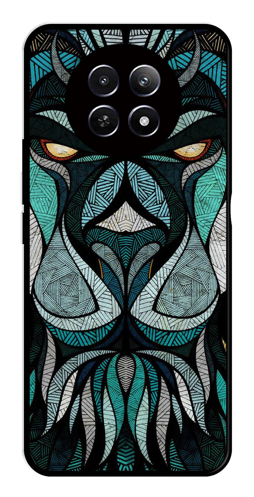 Lion Pattern Metal Mobile Case for Realme 12 5G   (Design No -40)