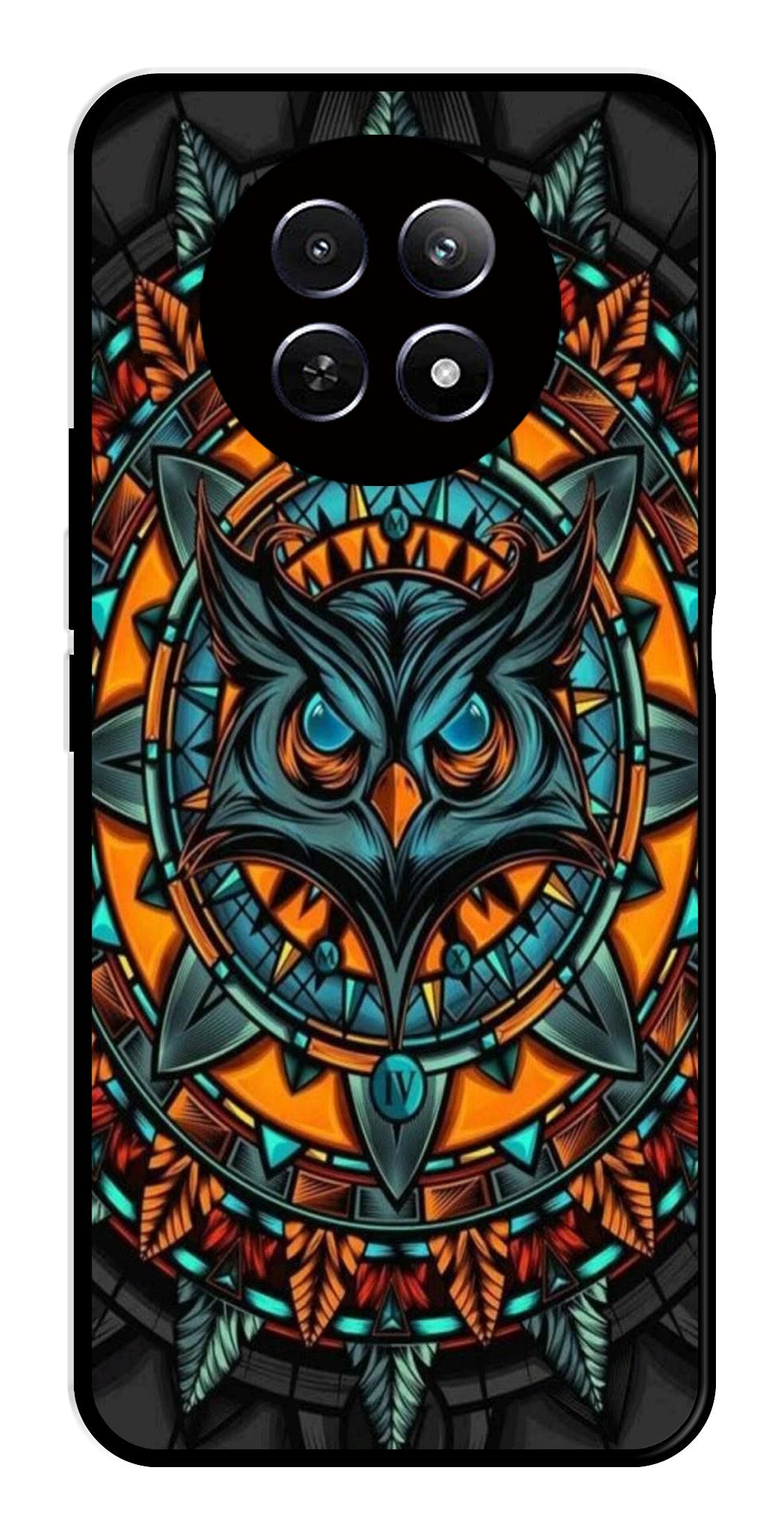Owl Pattern Metal Mobile Case for Realme 12X 5G   (Design No -42)