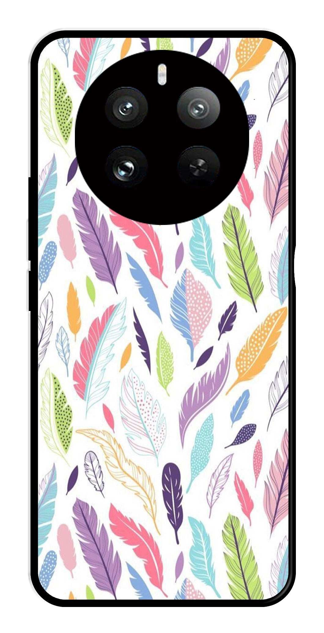 Colorful Feathers Metal Mobile Case for Realme 12 Pro   (Design No -06)
