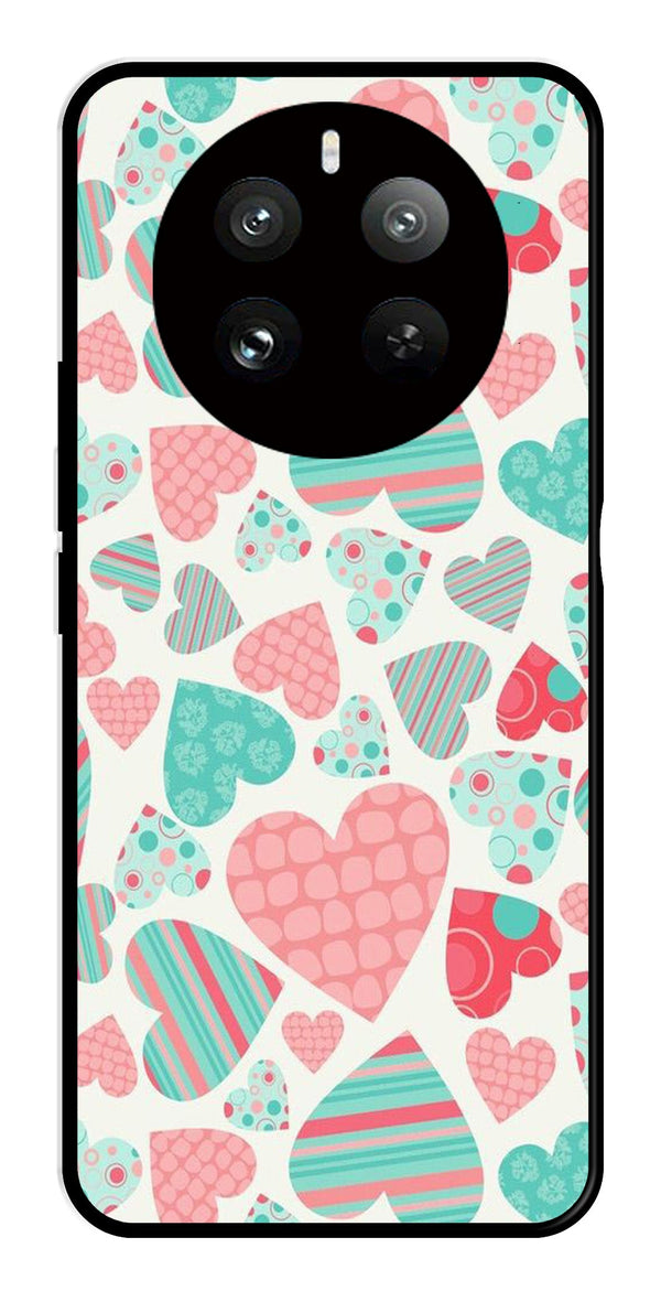 Hearts Pattern Metal Mobile Case for Realme 12 Plus   (Design No -22)