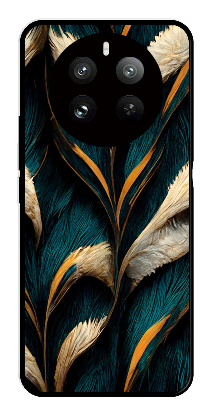 Feathers Metal Mobile Case for Realme 12 Pro Plus 5G   (Design No -30)