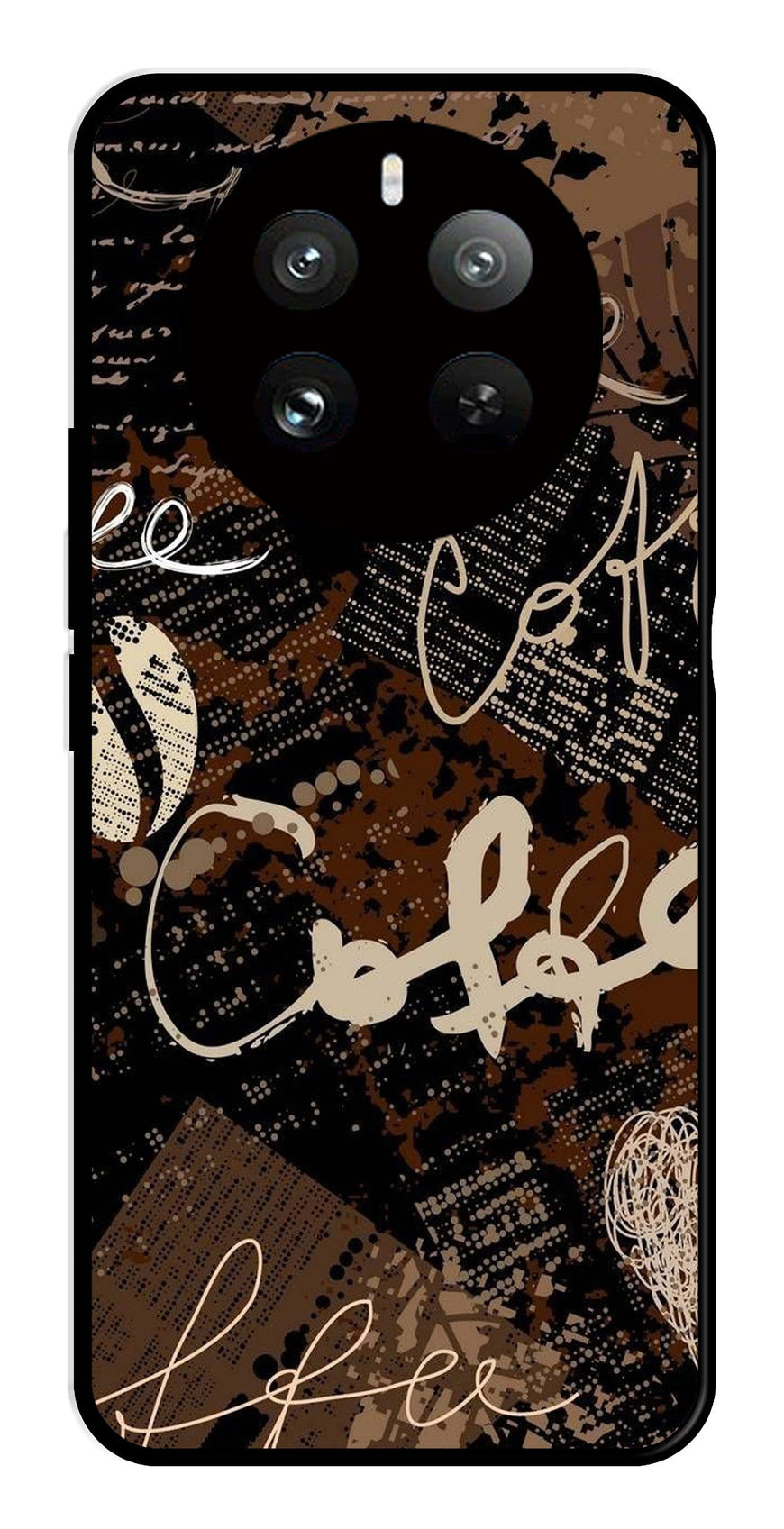 Coffee Pattern Metal Mobile Case for Realme 12 Pro   (Design No -37)