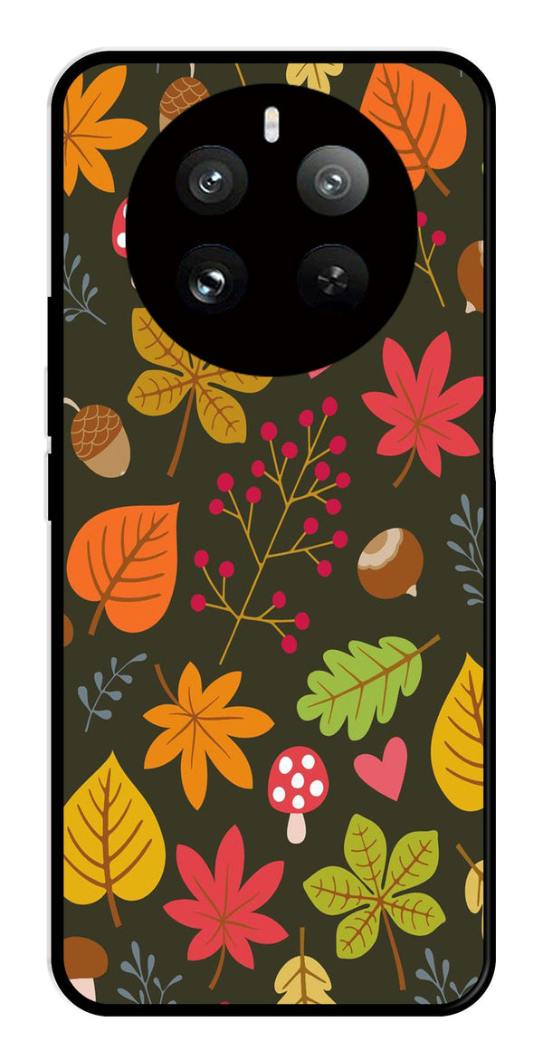 Leaves Design Metal Mobile Case for Realme 12 Pro   (Design No -51)