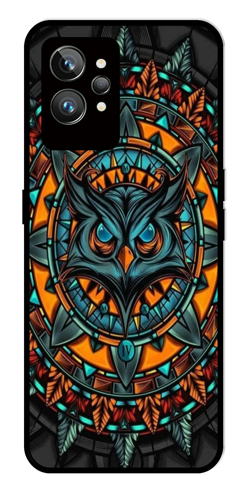 Owl Pattern Metal Mobile Case for Realme GT 2 Pro   (Design No -42)