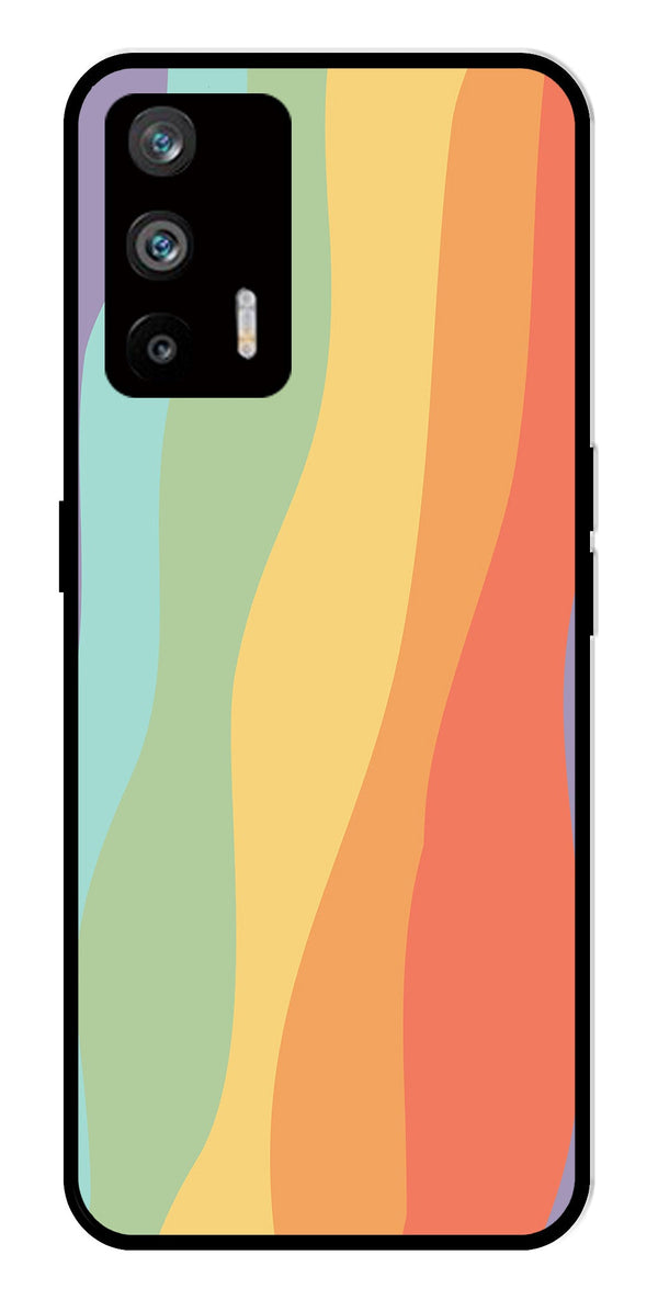 Muted Rainbow Metal Mobile Case for Realme Q3 Pro   (Design No -02)