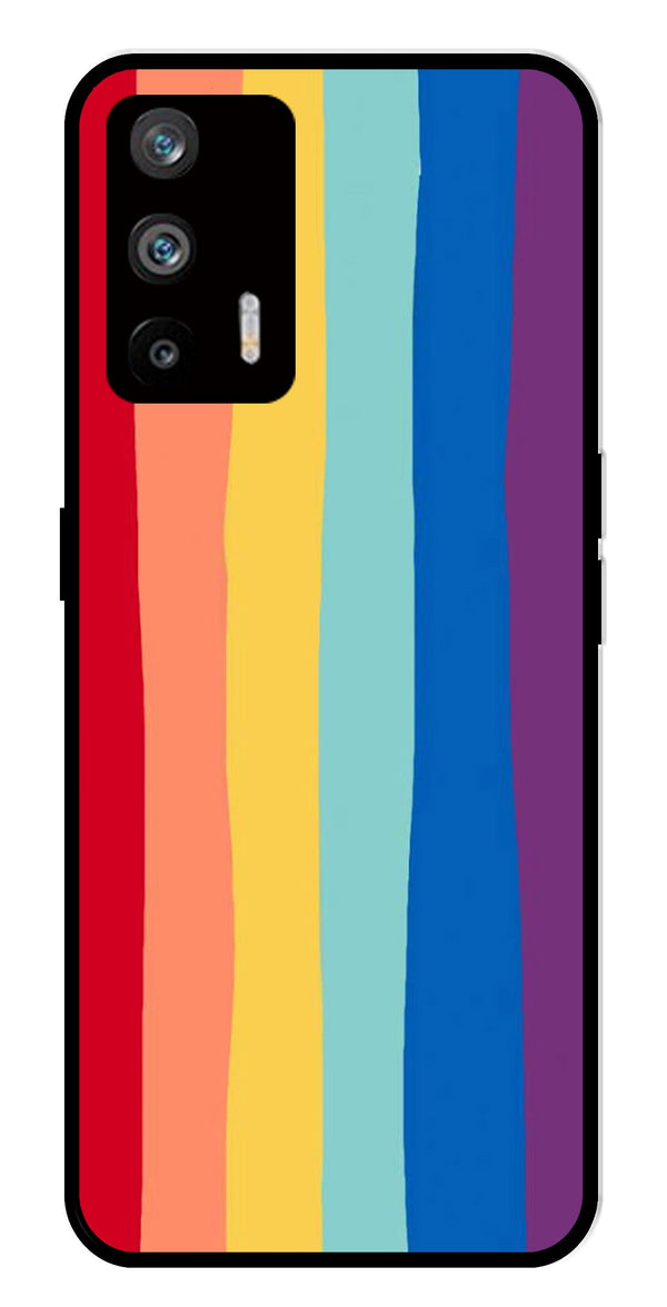Rainbow MultiColor Metal Mobile Case for Realme Q3 Pro   (Design No -03)