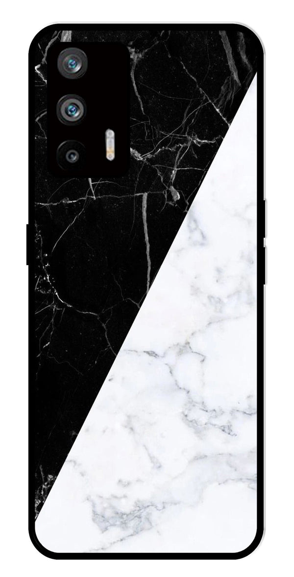 Black White Marble Design Metal Mobile Case for Realme Q3 Pro   (Design No -09)