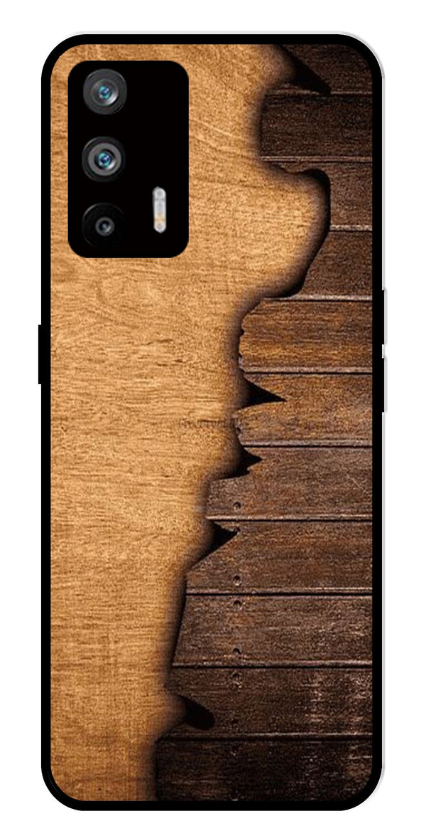 Wooden Design Metal Mobile Case for Realme Q3 Pro   (Design No -13)