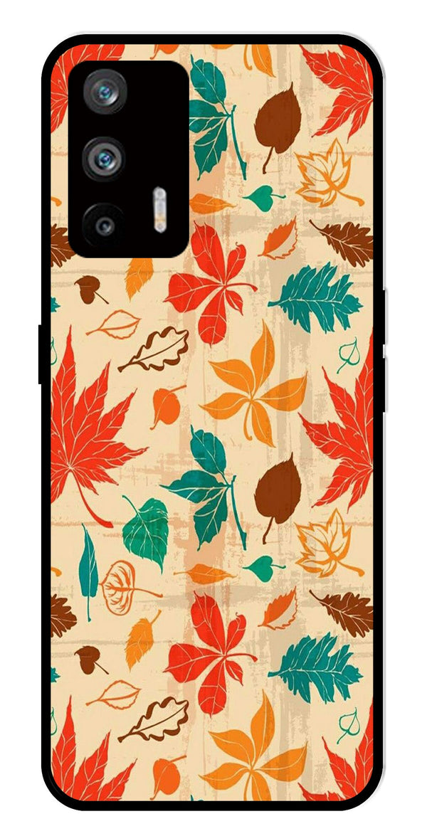 Leafs Design Metal Mobile Case for Realme Q3 Pro   (Design No -14)