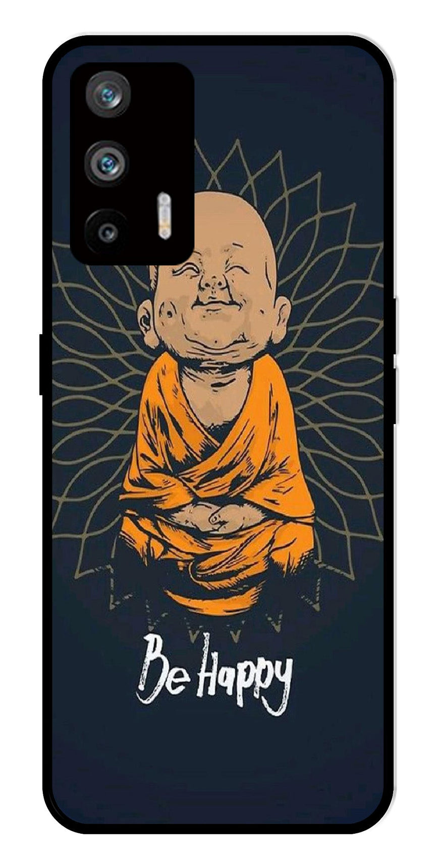 Be Happy Metal Mobile Case for Realme Q3 Pro   (Design No -27)