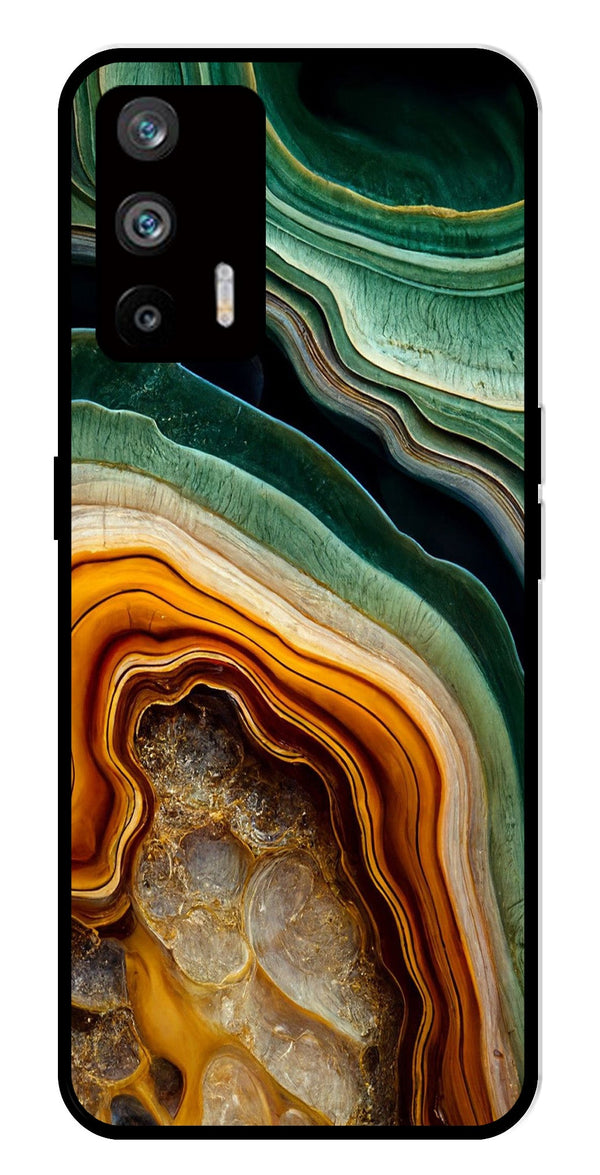 Marble Design Metal Mobile Case for Realme Q3 Pro   (Design No -28)