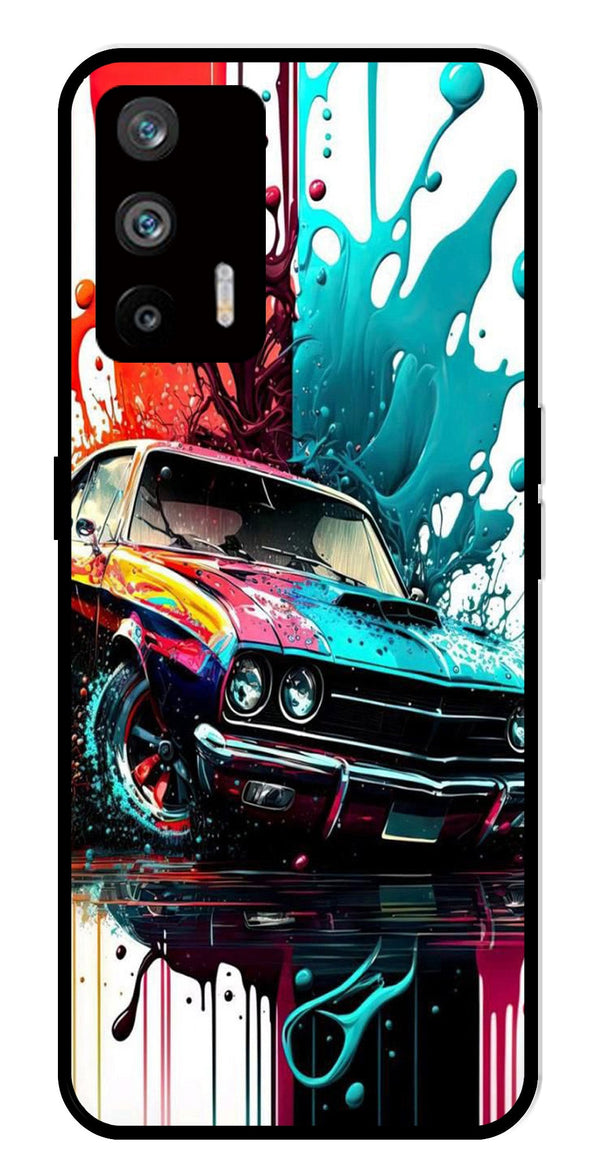 Vintage Car Metal Mobile Case for Realme Q3 Pro   (Design No -29)
