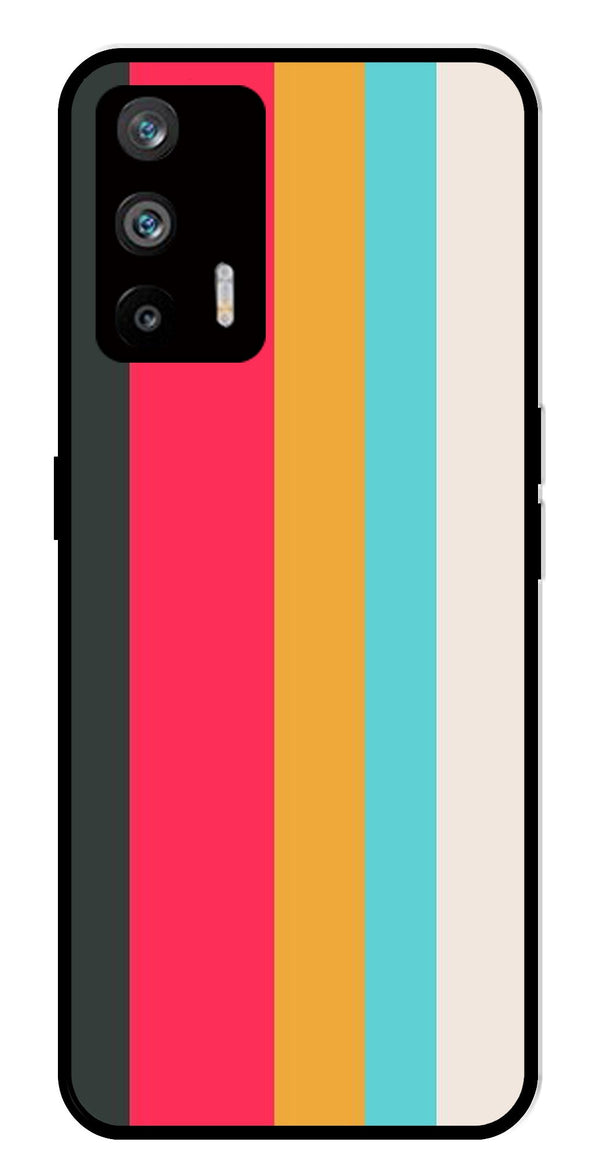 Muted Rainbow Metal Mobile Case for Realme Q3 Pro   (Design No -31)
