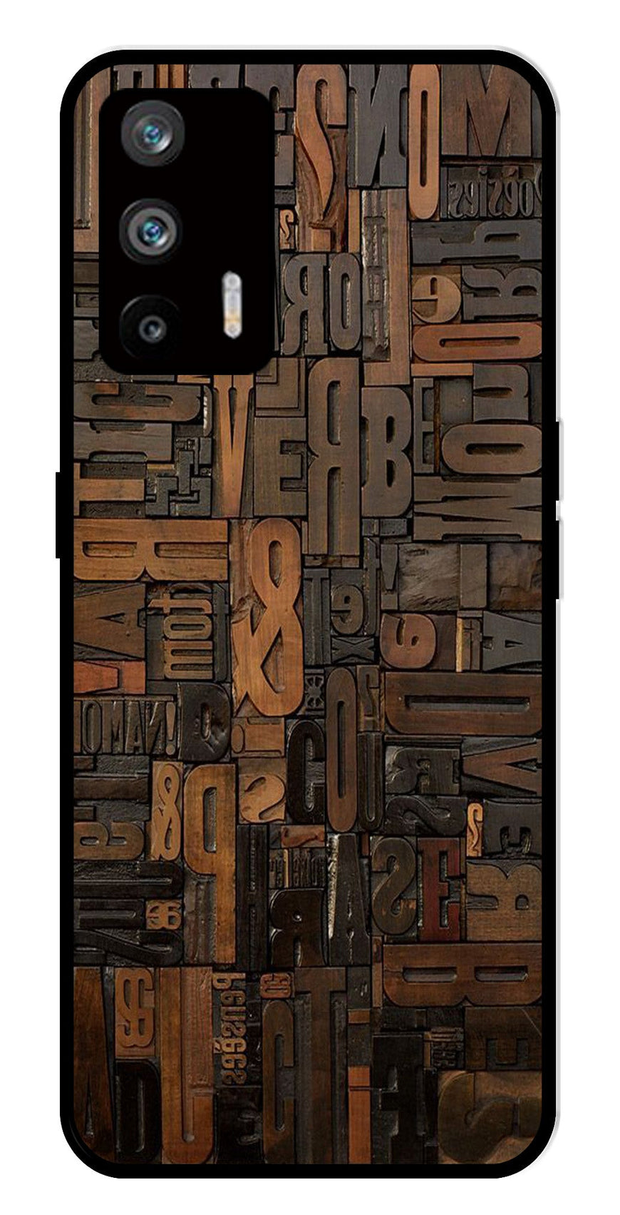 Alphabets Metal Mobile Case for Realme Q3 Pro   (Design No -32)