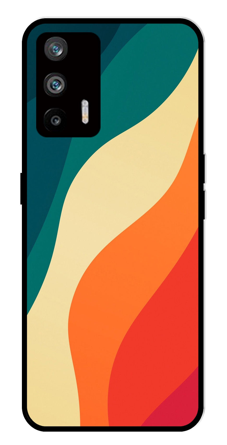 Muted Rainbow Metal Mobile Case for Realme Q3 Pro   (Design No -39)