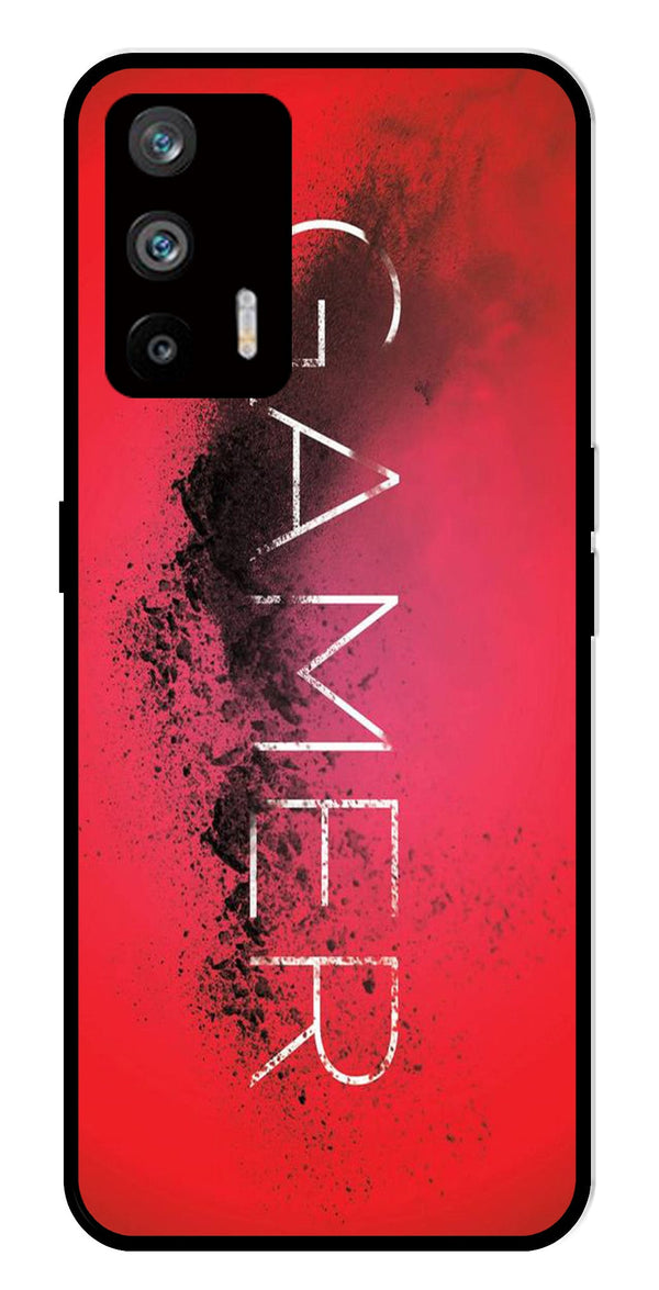 Gamer Pattern Metal Mobile Case for Realme Q3 Pro   (Design No -41)