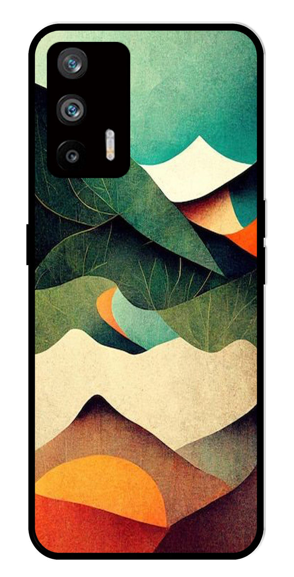 MultiColor Pattern Metal Mobile Case for Realme Q3 Pro   (Design No -43)