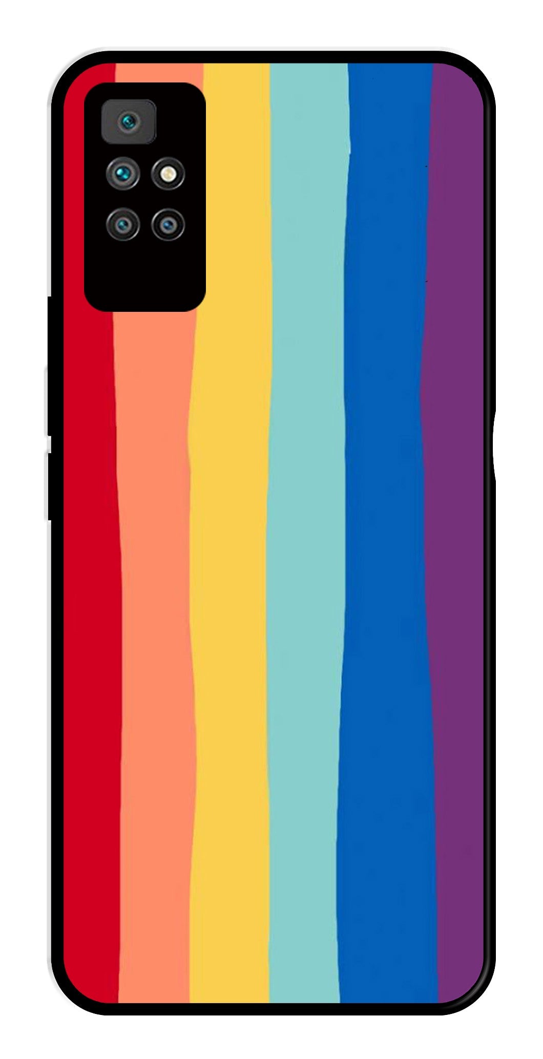 Rainbow MultiColor Metal Mobile Case for Redmi 10 Prime   (Design No -03)