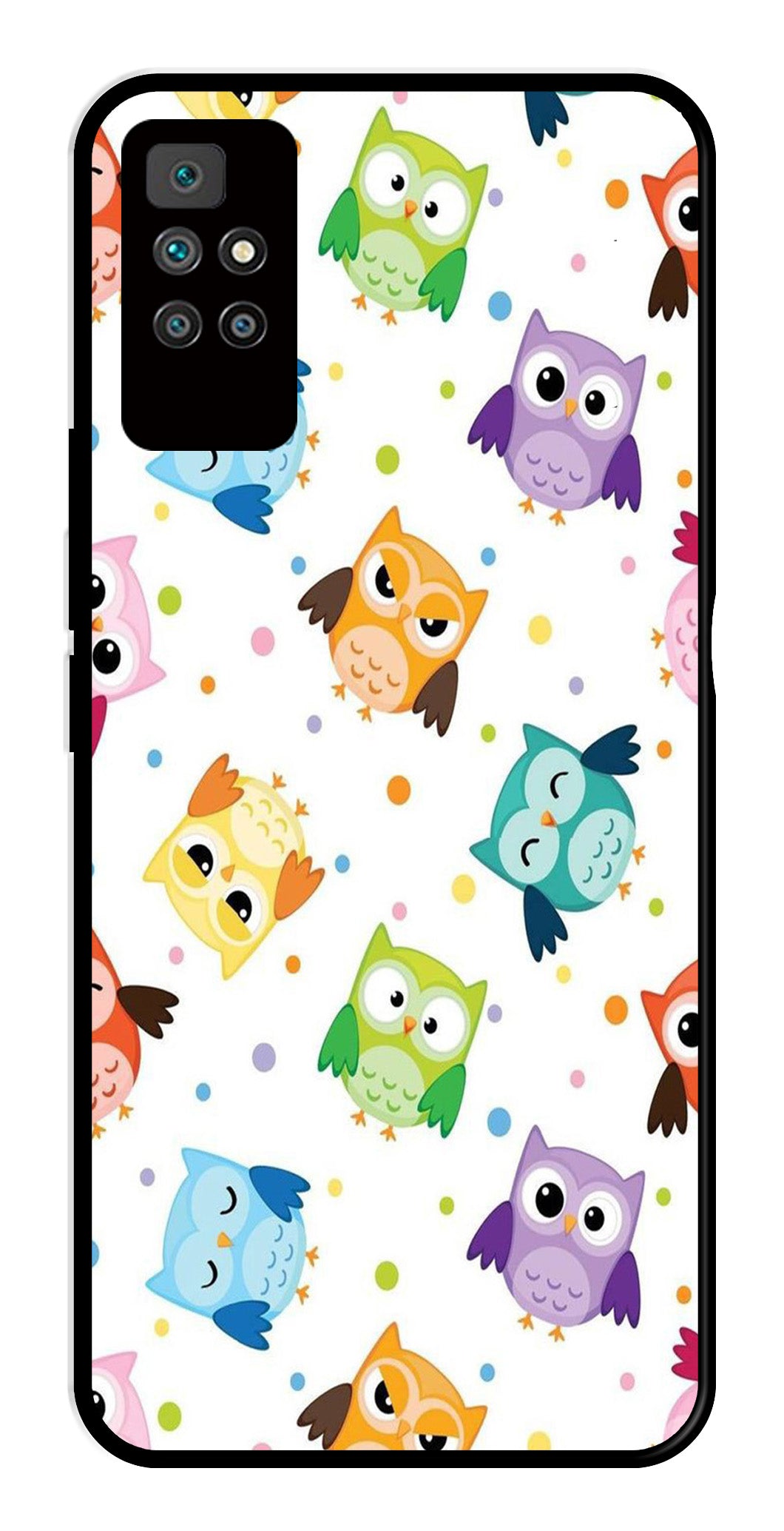 Owls Pattern Metal Mobile Case for Redmi 10 Prime   (Design No -20)