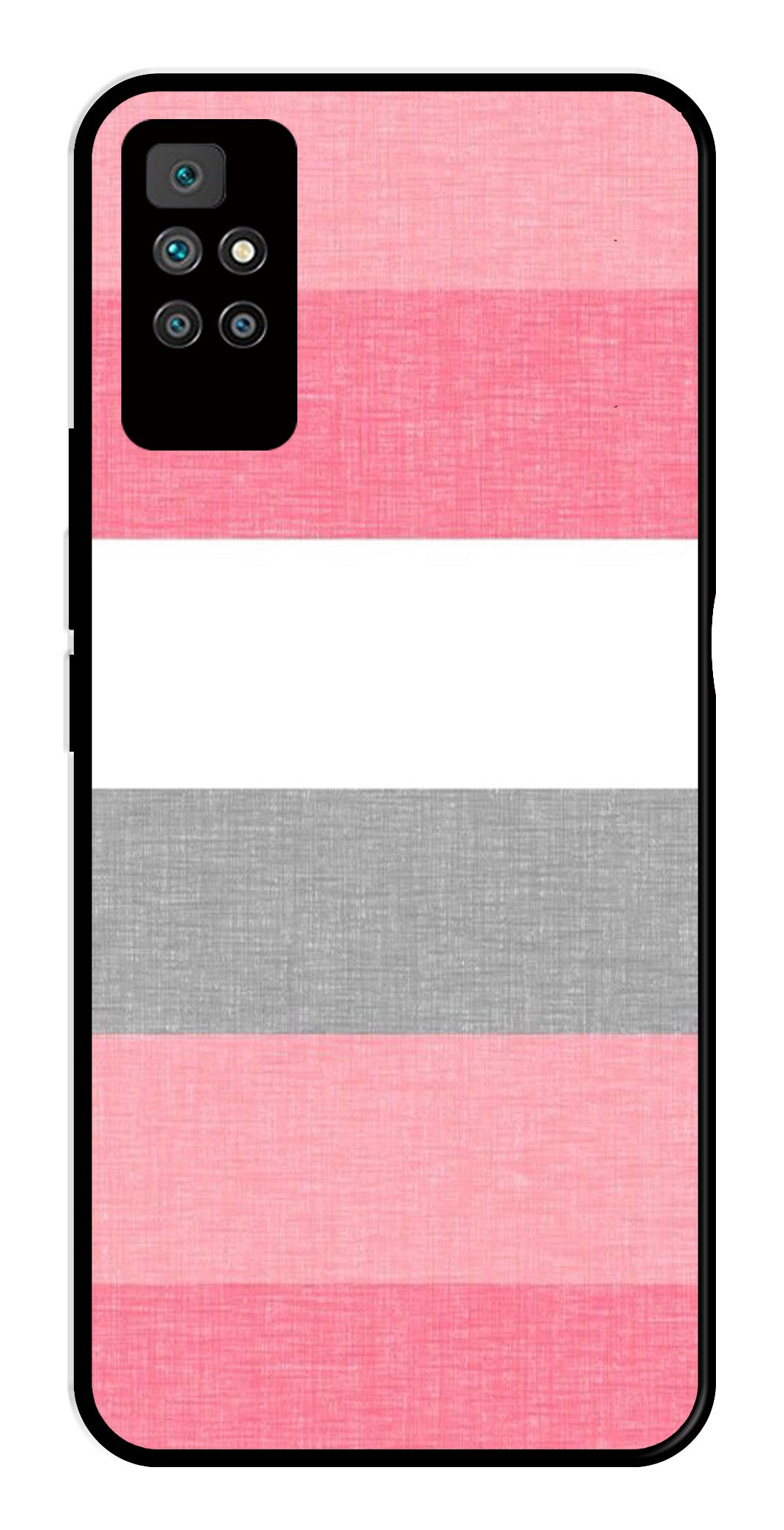 Pink Pattern Metal Mobile Case for Redmi 10 Prime   (Design No -23)