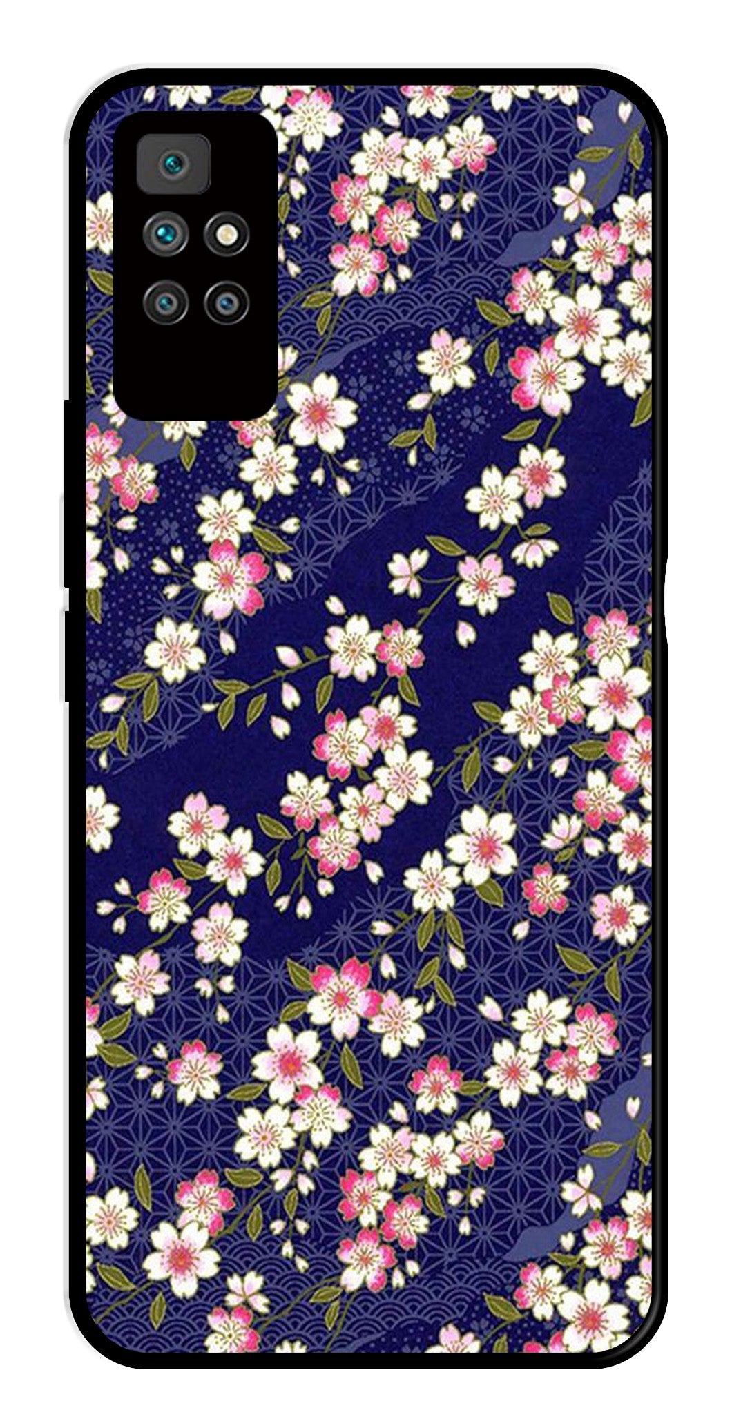 Flower Design Metal Mobile Case for Redmi 10 Prime   (Design No -25)