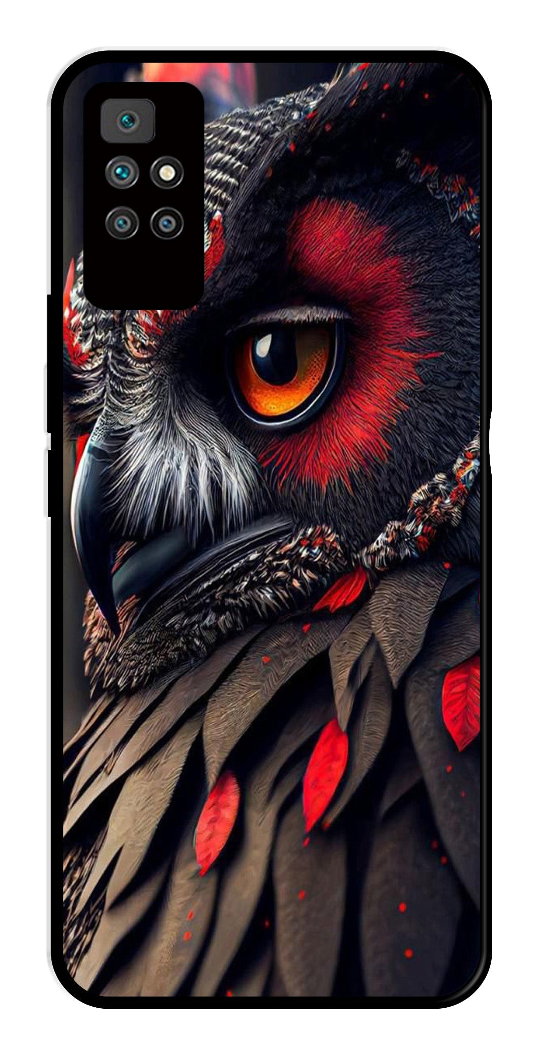 Owl Design Metal Mobile Case for Redmi 10 Prime   (Design No -26)