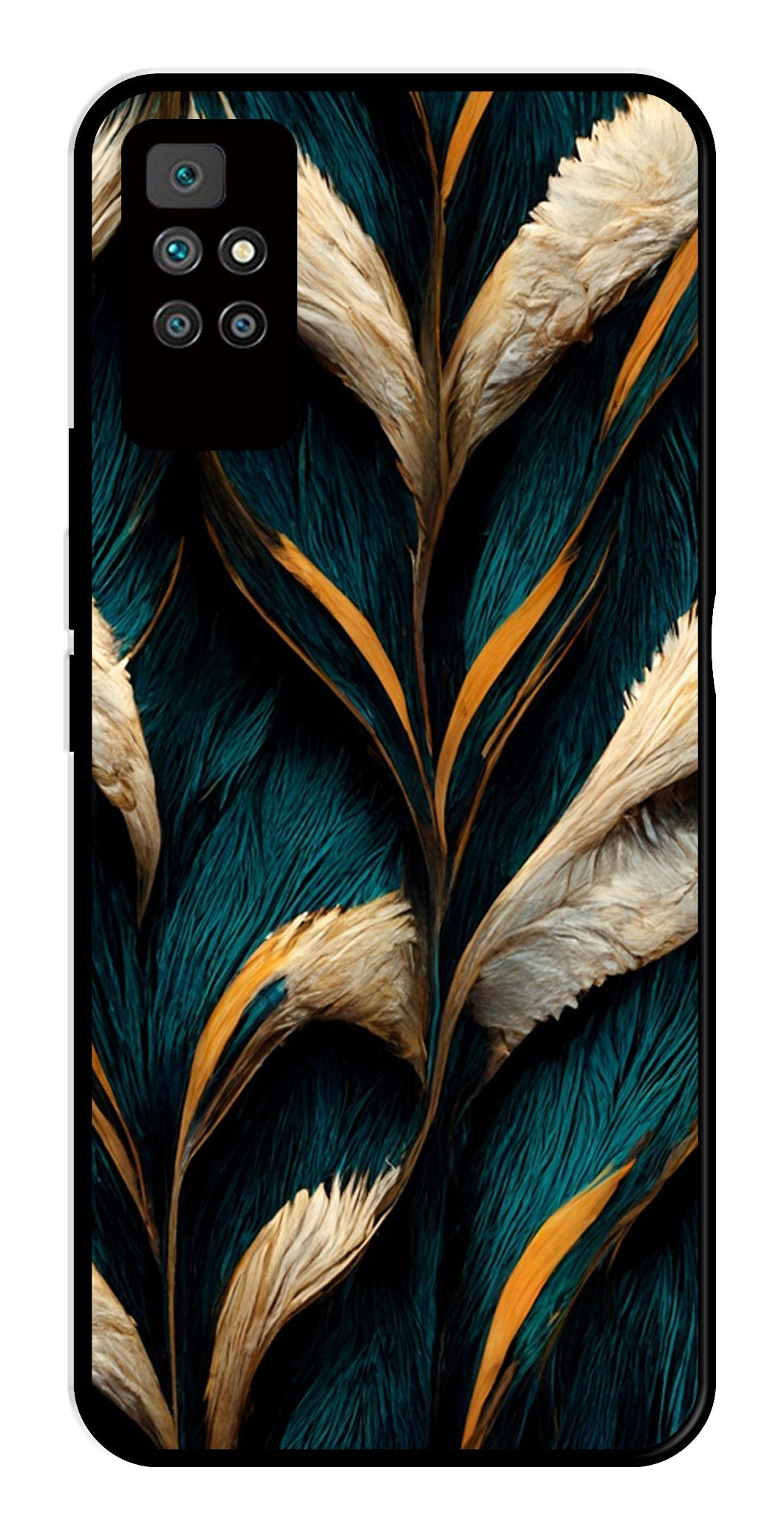 Feathers Metal Mobile Case for Redmi 10 Prime   (Design No -30)