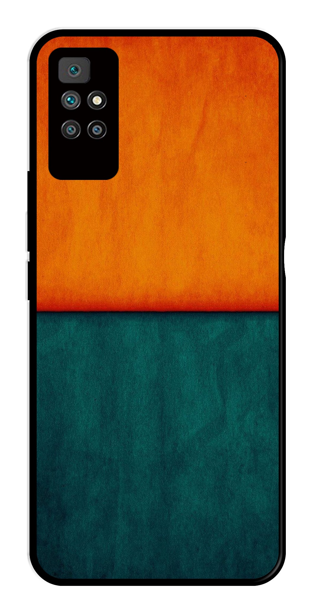 Orange Green Pattern Metal Mobile Case for Redmi 10 Prime   (Design No -45)