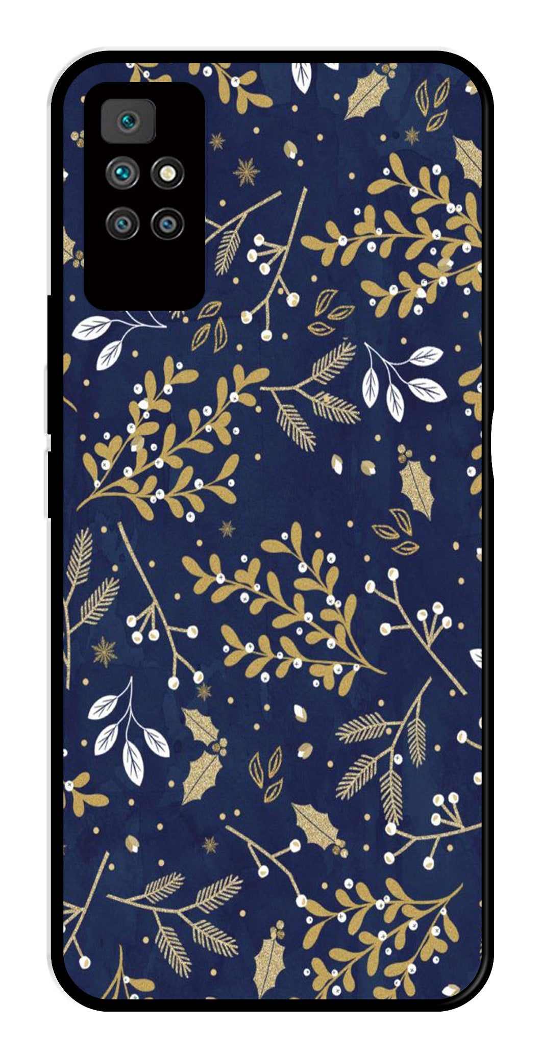 Floral Pattern  Metal Mobile Case for Redmi 10 Prime   (Design No -52)