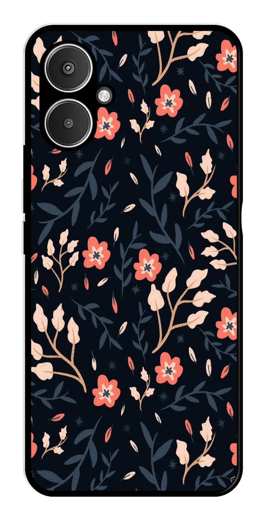 Floral Pattern Metal Mobile Case for Redmi 13C 5G   (Design No -10)