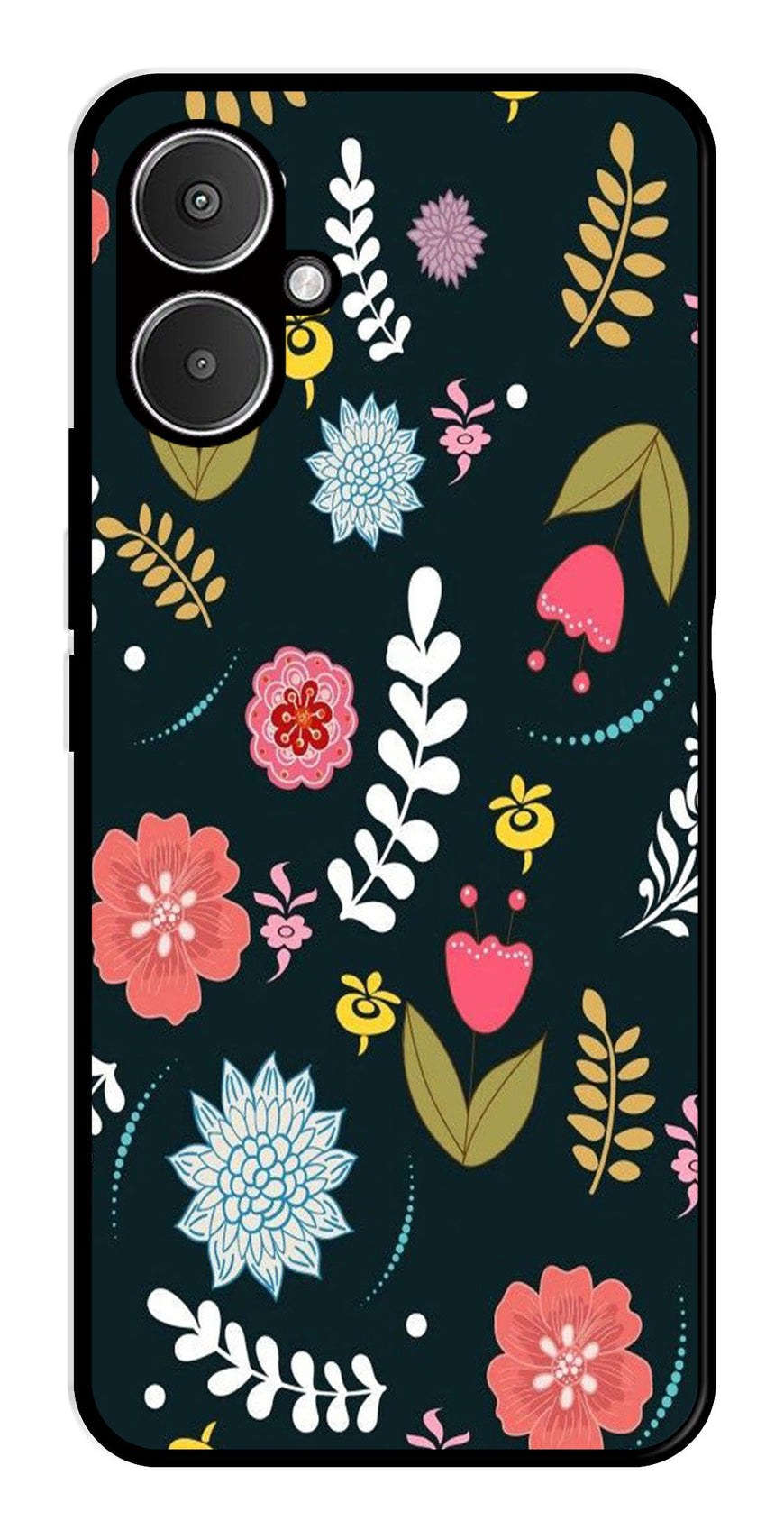 Floral Pattern2 Metal Mobile Case for Redmi 13C 5G   (Design No -12)