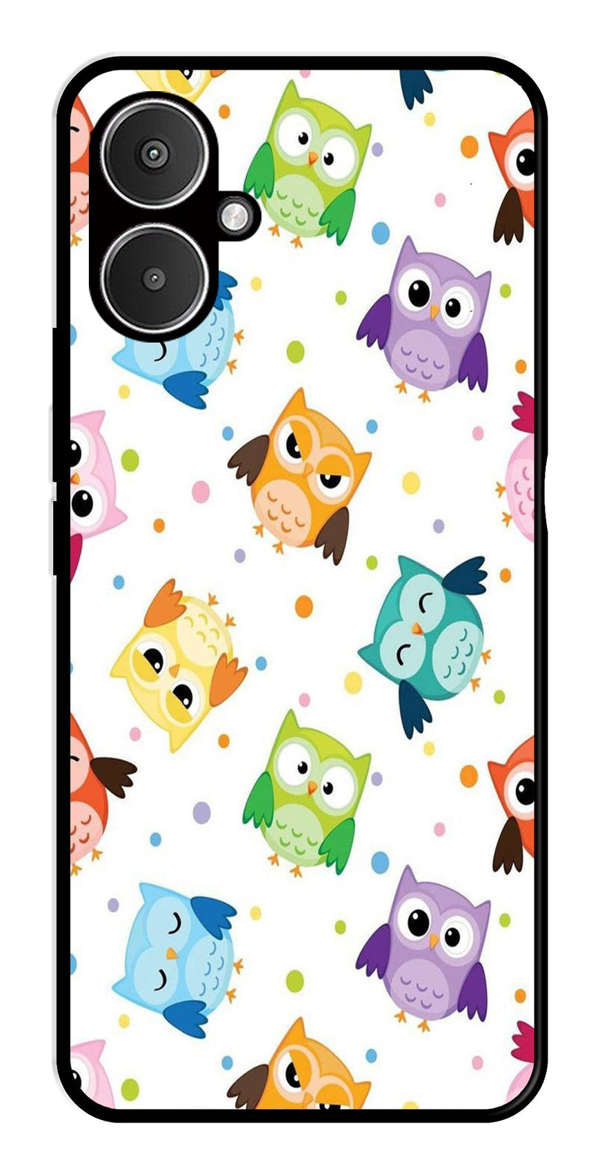 Owls Pattern Metal Mobile Case for Redmi 13C 5G   (Design No -20)